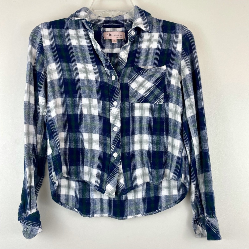 Philosophy Women’s Button Down Flannel Cropped Top